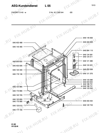 Взрыв-схема посудомоечной машины Aeg FAV5140-WS - Схема узла Housing 001